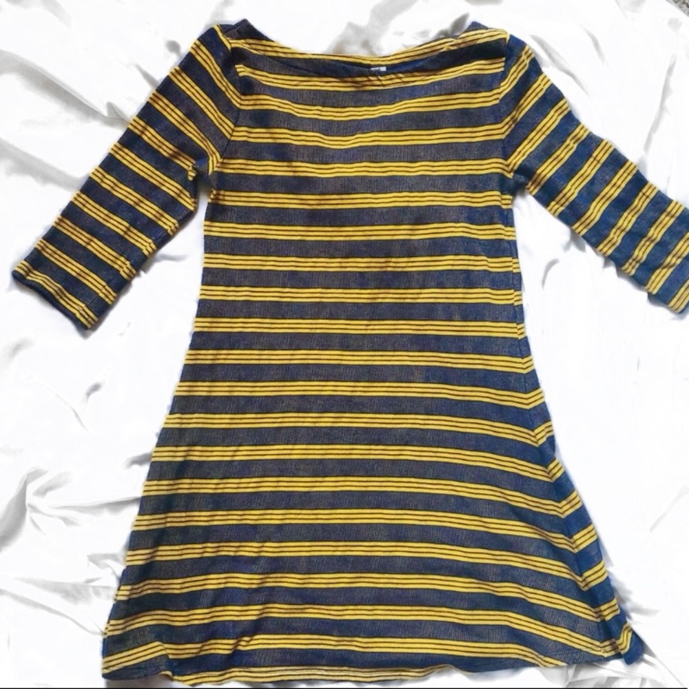 Blue & Yellow Striped Dress